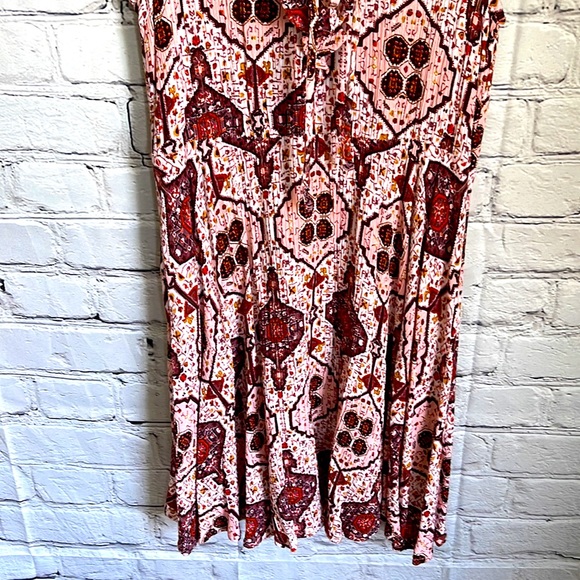 LuLu's Pink, Brown & White Sleeveless Gauze Dress Size S - Picture 3 of 5